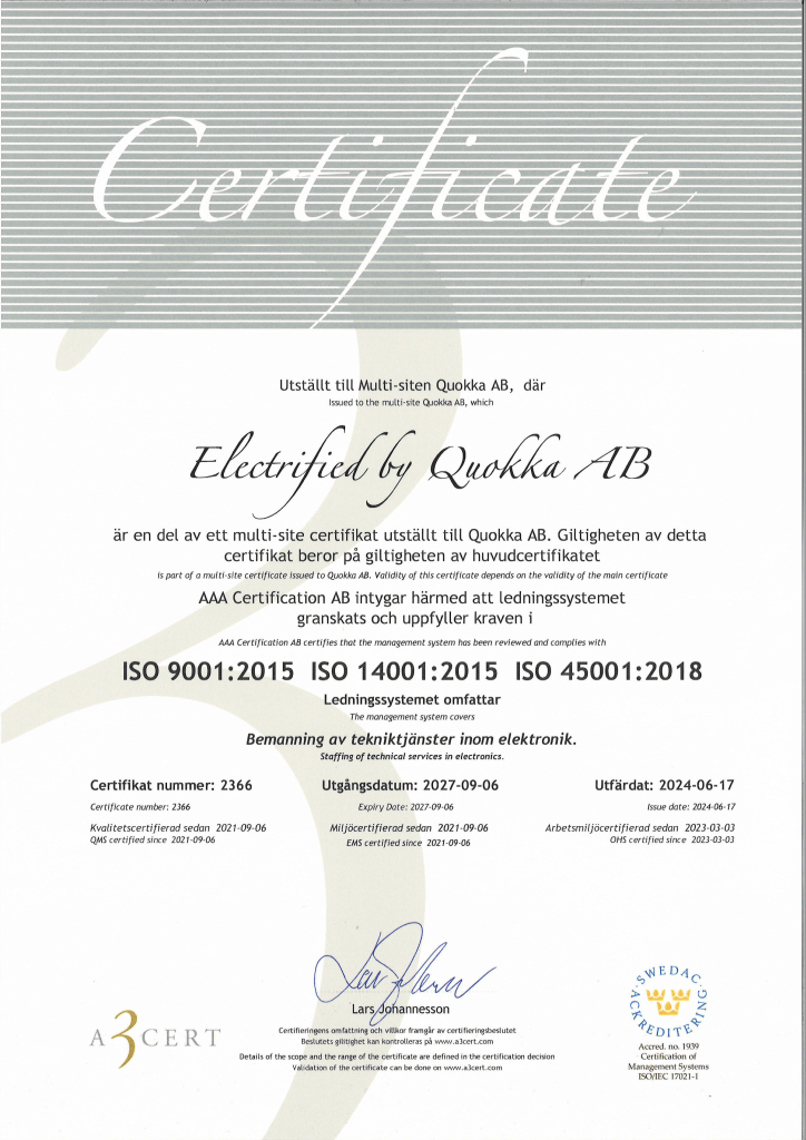 ISO 9001 (Sub-certificate)