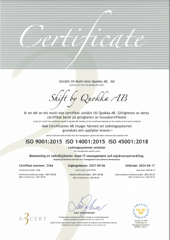 ISO 9001 (Sub-certificate)