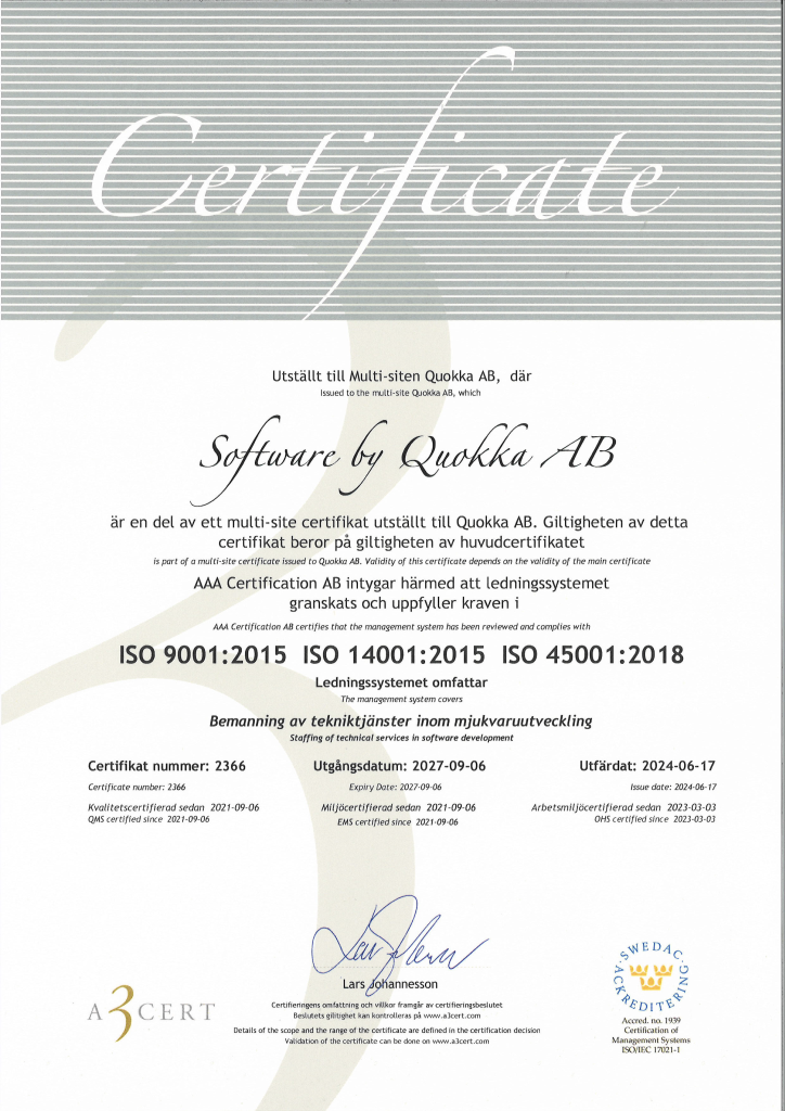 ISO 9001 (Sub-certificate)