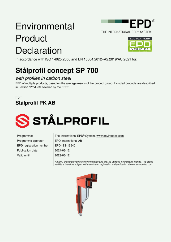 EPD - Profiles in carbon steel (SP 700)